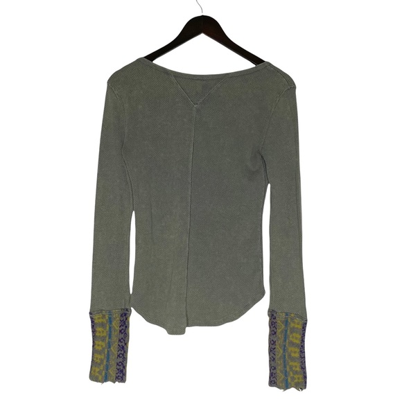 Free People Green Art School Sweater Cuff Thermal - Picture 3 of 6